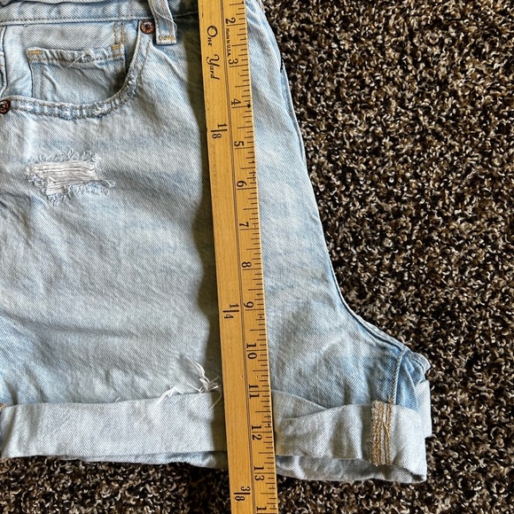 American Eagle Outfitters Blue Jean Shorts High-Waisted Cuffed - Picture 9 of 9